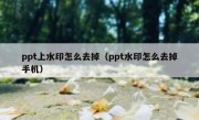 ppt上水印怎么去掉（ppt水印怎么去掉手机）