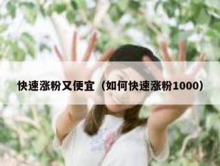 快速涨粉又便宜（如何快速涨粉1000）