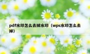 pdf水印怎么去掉水印（wps水印怎么去掉）