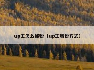 up主怎么涨粉（up主增粉方式）