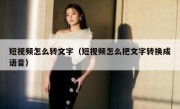 短视频怎么转文字（短视频怎么把文字转换成语音）