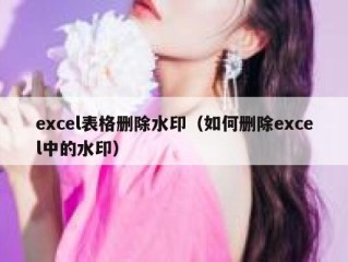 excel表格删除水印（如何删除excel中的水印）