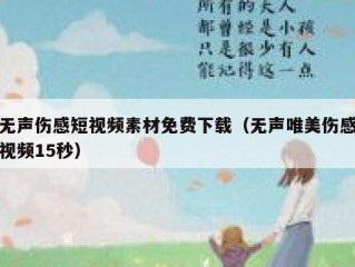 无声伤感短视频素材免费下载（无声唯美伤感视频15秒）