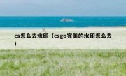 cs怎么去水印（csgo完美的水印怎么去）