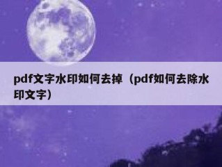 pdf文字水印如何去掉（pdf如何去除水印文字）