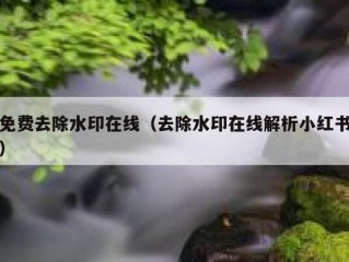 免费去除水印在线（去除水印在线解析小红书）