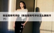 微信视频号评价（微信视频号评价怎么删除不了）