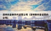 深圳抖音制作代运营公司（深圳做抖音运营的公司）