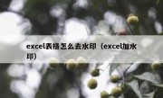 excel表格怎么去水印（excel加水印）