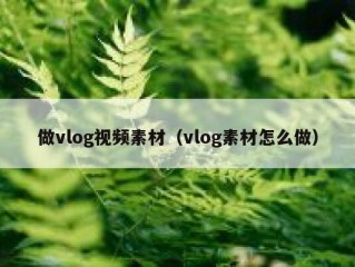 做vlog视频素材（vlog素材怎么做）