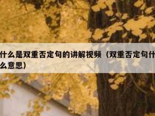 什么是双重否定句的讲解视频（双重否定句什么意思）