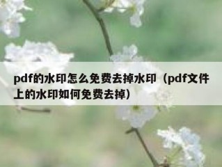 pdf的水印怎么免费去掉水印（pdf文件上的水印如何免费去掉）