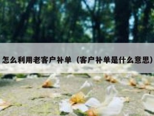 怎么利用老客户补单（客户补单是什么意思）