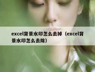 excel背景水印怎么去掉（excel背景水印怎么去除）