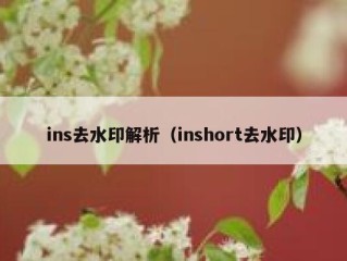 ins去水印解析（inshort去水印）