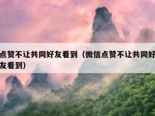 点赞不让共同好友看到（微信点赞不让共同好友看到）