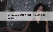 promovie软件去水印（pro怎么去水印）