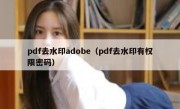 pdf去水印adobe（pdf去水印有权限密码）