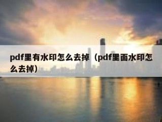 pdf里有水印怎么去掉（pdf里面水印怎么去掉）