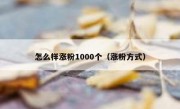 怎么样涨粉1000个（涨粉方式）