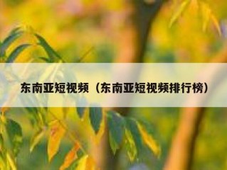 东南亚短视频（东南亚短视频排行榜）