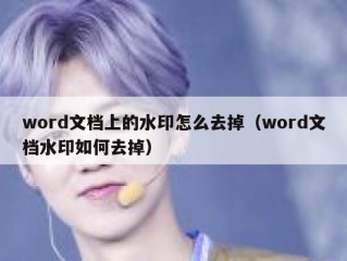 word文档上的水印怎么去掉（word文档水印如何去掉）