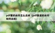 pdf里的水印怎么去掉（pdf里面的水印如何去除）