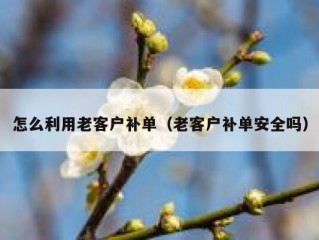 怎么利用老客户补单（老客户补单安全吗）