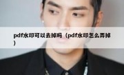 pdf水印可以去掉吗（pdf水印怎么弄掉）