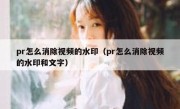 pr怎么消除视频的水印（pr怎么消除视频的水印和文字）