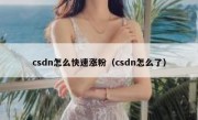 csdn怎么快速涨粉（csdn怎么了）