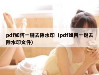 pdf如何一键去除水印（pdf如何一键去除水印文件）