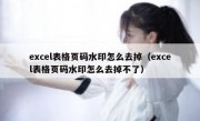 excel表格页码水印怎么去掉（excel表格页码水印怎么去掉不了）