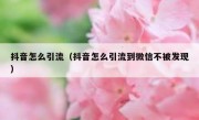 抖音怎么引流（抖音怎么引流到微信不被发现）