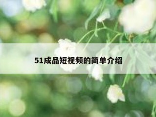 51成品短视频的简单介绍