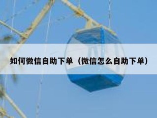 如何微信自助下单（微信怎么自助下单）