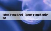 短视频午夜在线观看（短视频午夜在线观看网站）