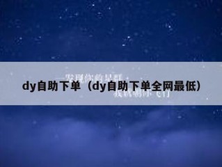 dy自助下单（dy自助下单全网最低）