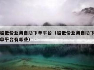 超低价业务自助下单平台（超低价业务自助下单平台有哪些）