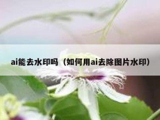 ai能去水印吗（如何用ai去除图片水印）