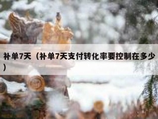 补单7天（补单7天支付转化率要控制在多少）