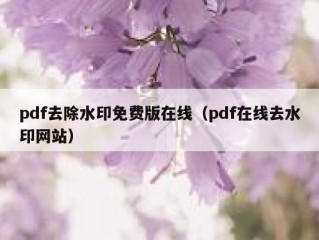 pdf去除水印免费版在线（pdf在线去水印网站）