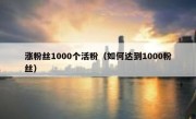 涨粉丝1000个活粉（如何达到1000粉丝）