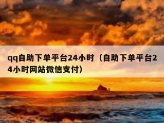 qq自助下单平台24小时（自助下单平台24小时网站微信支付）