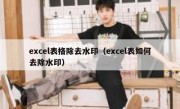 excel表格除去水印（excel表如何去除水印）