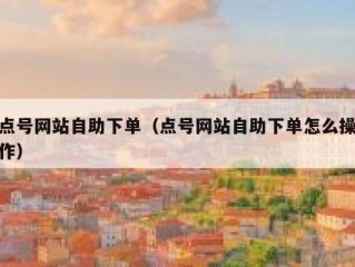 点号网站自助下单（点号网站自助下单怎么操作）