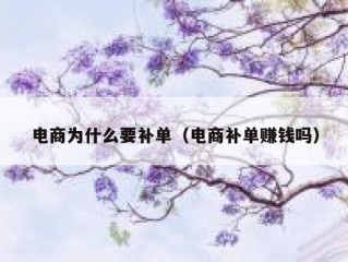 电商为什么要补单（电商补单赚钱吗）