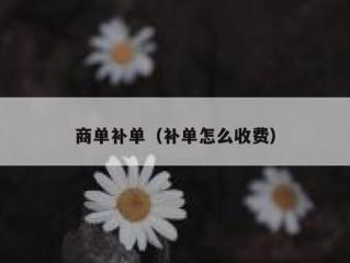 商单补单（补单怎么收费）