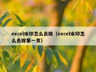 excel水印怎么去除（excel水印怎么去除第一页）