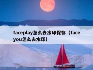 faceplay怎么去水印保存（faceyou怎么去水印）